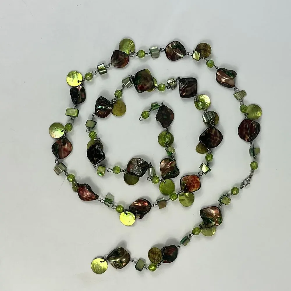 Green Abalone Shell Necklace and Earrings NO CLASP 42